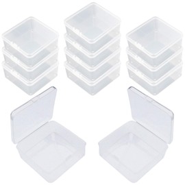 Goodma 12 Pieces Square Empty Mini Clear Plastic Organizer Storage Box Containers with Hinged Lids for Small Items and Other Craft Projects (85 x 85 x 35 mm)
