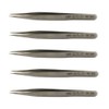 Hakko CHP 00-SA Fine-Tip Tweezers, Straight, Flat Tips, Non-Magnetic Stainless