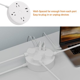 5FT Flat Plug Surge Protector Power Strip Extension Cord, 3 Outlets+USB A+USB C Ports, 45° Right Angle with On/Off Switch, Multiple Outlets Compact for Indoor Home Office Dorm Room Essentials