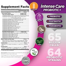 Vital Planet Vital Planet - Intense Care Vaginal pH & Urinary Probiotics for Women Plus Organic Prebiotics, Postbiotics, and Parabiotics, 65 Billion CFU and 64 Strains, Immune and Digestive Health 30 ct
