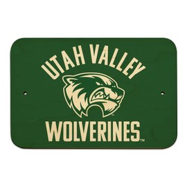 Utah Valley University Wolverines Logo Home Business Office Sign - Wood - 6" x 9" (15.3cm x 22.9cm)