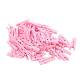 VORCOOL Pack of 100 Mini Wooden Pegs, Natural Wooden Clothes Pegs, Photo Clips for DIY Craft Decoration (Pink)