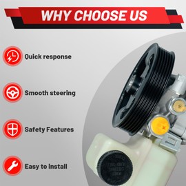 Upgraded Power Steering Pump with Pulley Reservoir Compatible with Mazda CX-7 L4 2.3L 2007-2012 CX-7 L4 2.5L 2010-2012 Replace EG2132600A BGJ6E32600B EG2132600