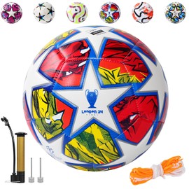 BSMKD Balón de fútbol de Entrenamiento Juvenil, Balón de Fútbol No. 5, Balones de Futbol Champions League con Red De Agujas, Adecuado para Niños Y Adultos, Soccer Lovers Gift (A)