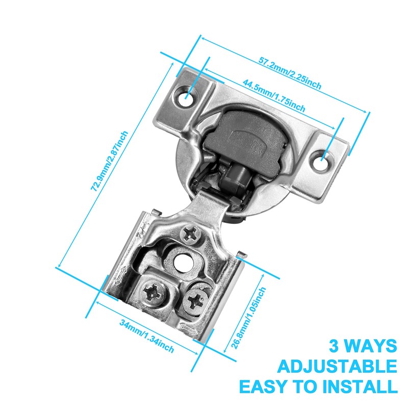 Redunest 1/2 Inch Overlay Soft Close Cabinet Hinges, 20 Pack