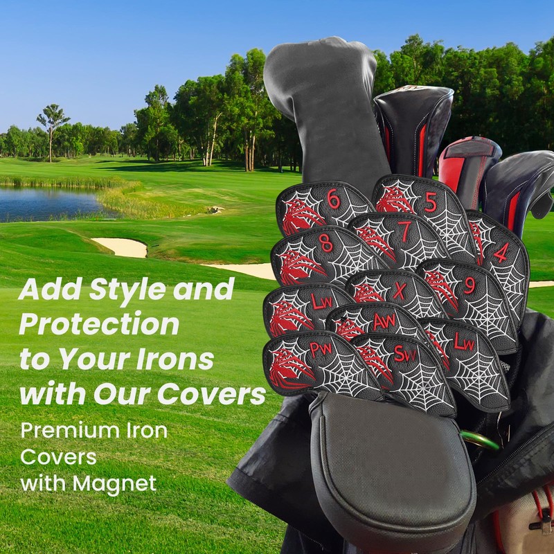 Golf Iron Head Covers Numbers Synthetic Leather Headcover Deluxe Value
