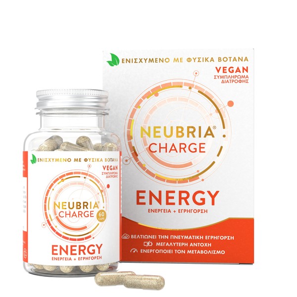 Neubria Charge Energy Vegan-Food Supplement for Energy and Mental Alertness, 60caps