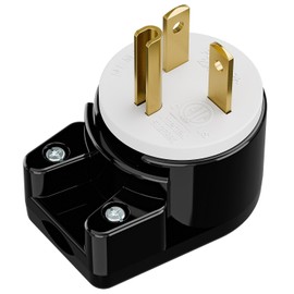 [2-Pack] USA 3-Prong Male AC Plug, Right Angle ETL Nema 5-20P 3 Pole DIY Rewirable, 20A 125V USA 3Pin AC Connector, 12 Direction Rotatable Plug