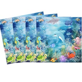 Ocean Under The Sea Party Paper Napkins 60pcs Ocean Party Decor Sea Animal Disposable Napkins for Underwater World Sea Life Theme Baby Shower 1st 2nd 3rd 4th Birthday Party Supplies Decorations