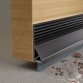 39”X2 Under Door Draft Stopper with Brush,Bottom of Door Sweeps for Exterior & Interior,Gap Filler Sound Blocker Seal Strip,Draft Guard Dust Stopper(Black)