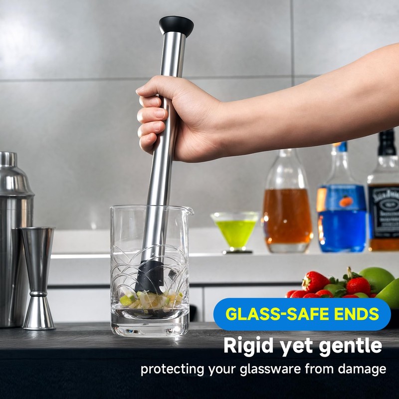 Lexenic Dual-End Heads Cocktail Muddler – Stainless Steel 32cm/12.6 Inch