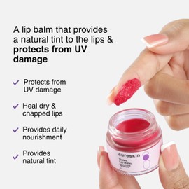Cureskin Tinted Lip Balm for Women and Men | Hydrates & Protects for Lip Tint with Beetroot, Carrot & Strawberry | Lip Lightening Balm for Dark Lips | Tinted Lip Balm for Dark Lips to Lighten