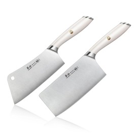 Cangshan L1 Series 2-Piece Cleaver Set, Forged German Steel (White)