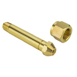 SÜA - Nut and Nipple replacement for Acetylene and Ethyl Chlorides Regulators CGA-300 - Nipple length: 3-1/2" - Regulator side thread: 1/4" NPT - 500 PSI