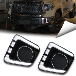 BINQIGOO Front Bumper Fog Light For Toyota Tundra 2014-2021 DRL White Daytime Running Light Amber Turn Signal Lamp Accessories