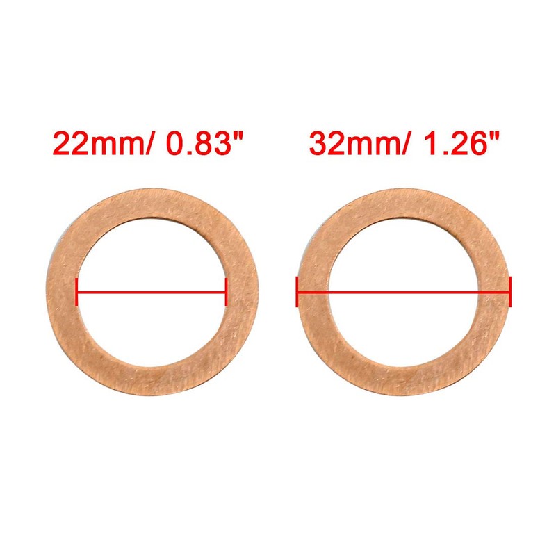 10 Pcs 22 mm Inner Diameter Flat Copper Washers Parts