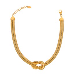CETVLY Unique Knot Chunky Gold Plated/Silver Choker Necklace for Women Unisex Men,Thick Dainty Knot Snake Flat Gold Knot Chain Necklace Trendy Statement Minimalist Jewelry (gold)