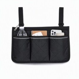 Wheelchair Side Bag,Wheelchair Bags for Back of Chair Practical Storage Solution,Durable Wheelchair Accessory with Adjustable Straps,Reflective Elements that Enhance Visibility During Nighttime Use