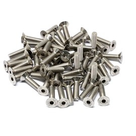 iexcell 50 Pcs M5 x 20mm Thread Pitch 0.8 mm Stainless Steel 304 Hex Socket Flat Head Cap Screws Bolts Kit