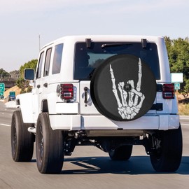 Delerain Spare Tire Cover with Backup Camera Hole Skeleton Hand Skull Wheel Covers Waterproof Dust-Proof UV Sun Universal Fit for Jeep Trailer RV SUV Truck (17 Inch for Diameter 31"-33")