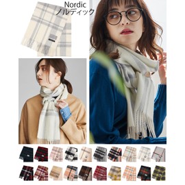 BUYER CH30a 100% Pure Cashmere Checkered Scarf, 19 Patterns, Men's, Women's, Thick, Large, Nordic