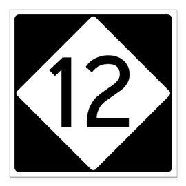 CafePress Route 12 Road Sign Square Car Magnet 3 X 3 Square Car Magnet, Magnetic Bumper Display
