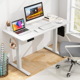 Tangkula 48" x 24" Electric Standing Desk, Sit Stand Home Office Desk with 3 Memory Height Settings, Height Adjustable Computer Desk with 2 Hanging Hooks & Cable Management