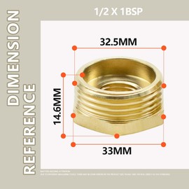 Bwintech 2 Pieces 1/2 Inch Female Thread to 1 Inch Male Thread BSP Thread Brass Hex Bushings Reducer Connector for Conversion of Pipe Connections