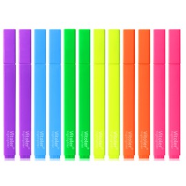 Vitoler Highlighters Assorted Colors,12pcs No Bleed Highlighters,Chisel Tip Highlighter for Office Supplies