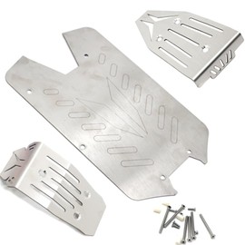 Steel Chassis Armor Front Rear Protector Skid Plate for Arrma 1/10 Vorteks 4x4 3S Blx 4WD Big Rock RC Car Upgrade Parts(Silver
