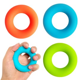 HUIKKJP Hand Grips Set of 3 (30LB/40LB/50LB), Grip Strength Training, Rehabilitation Silica Gel Ring Shape (Green + Blue + Orange) Unisex