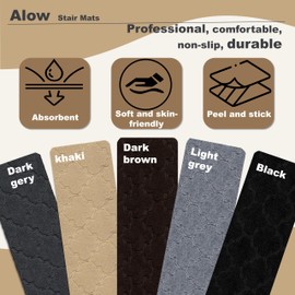 Alow Stair Treads Non-Slip, Indoor Reusable Carpet Stairs, Self-Absorbing No Glue Required for Wood or Marble StepsStair Mats for Children, Seniors, and Pets (7 Pcs 8x30 inches,All Black)