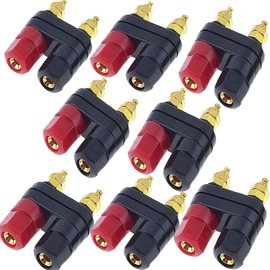 Sopepoyie 8PCS Terminal Binding Post Gold Plated Insulated Terminal Dual 2 Way Female Banana Plug Jack