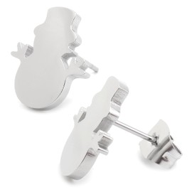 Steelmeup Stainless Steel Season Greeting Winter Holiday Post Stud Earrings Snowman Silver Color