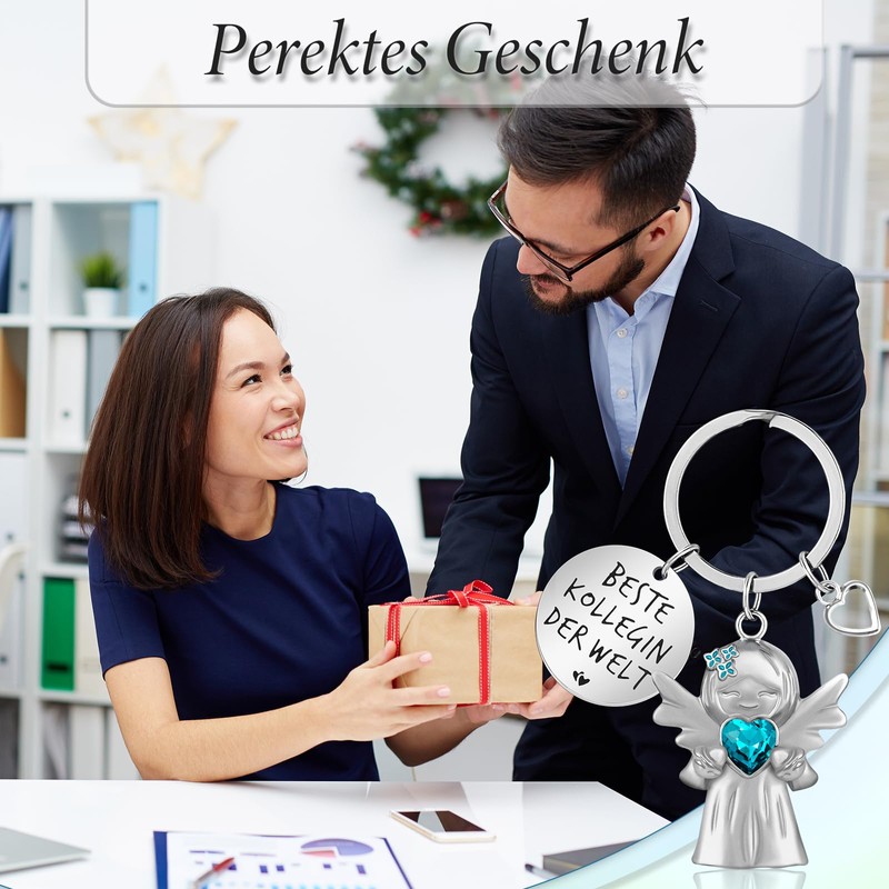 YnewL Best Colleague Keyring Guardian Angel Lucky Charm Matte with