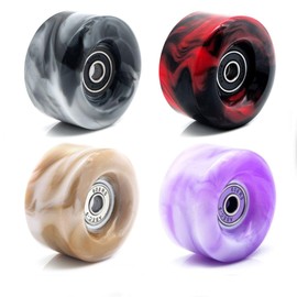 Yidome 8 Piece 82A 58mm x 32mm QUAD Roller Skates Wheels with 608RS Bearings double Line Skates Wheels for Skateboard Roller Skates Wheel(Gold Pink)