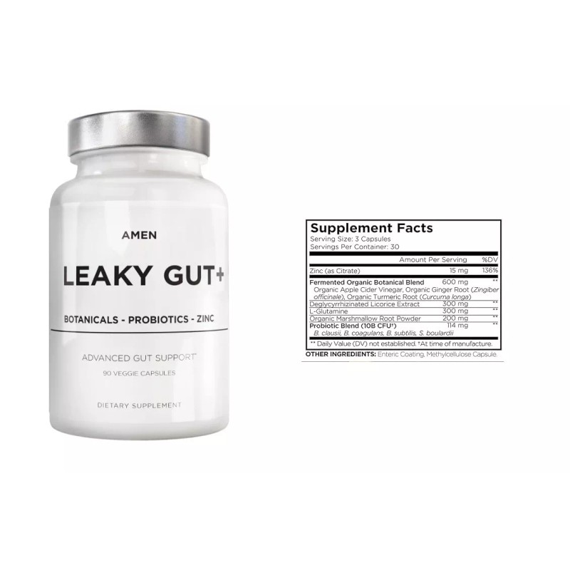 Ame Leaky Gut 90 Cap Supplements, Advanced Formula Bioavailable Glutamine