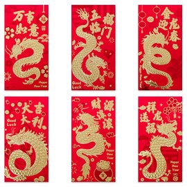 Hying 36 PCS Chinese Red Envelopes Chinese HongBao Card Envelopes 2024 Chinese New Year Dragon Lucky Money Envelope Lunar Year Red Pockets for Spring Festival New Year Wedding Birthday Party