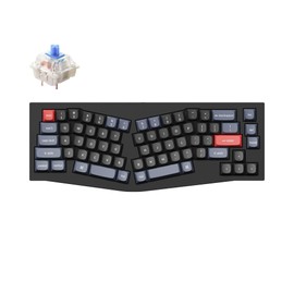 Keychron Q8 Wired Custom Mechanical Keyboard Knob Version, 65% Alice Layout QMK/VIA Programmable with Hot-swappable Gateron G Pro Blue Switch Double Gasket Compatible with Mac Windows Linux (Black)