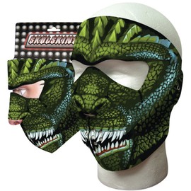 Capsmith King of Lizards Green Black White Scales and Teeth Neoprene Face Mask
