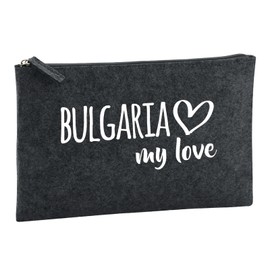 Huuraa Kulturbeutel Bulgaria My Love Geschenk 1 Liter Charcoal Filz Bulgaria Geschenkidee