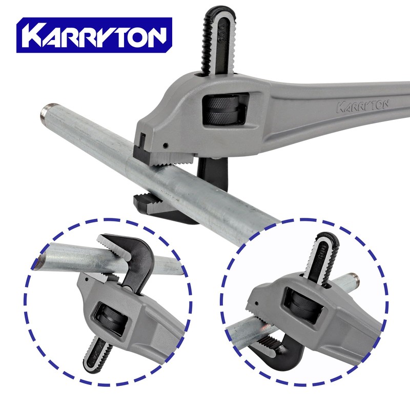 KARRYTON 24 Inch Aluminum Offset Pipe Wrench, 4"/101mm Adjustable Jaw