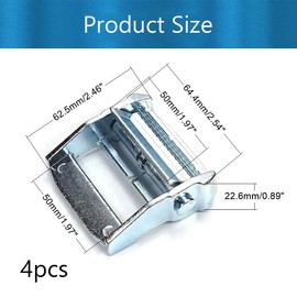MroMax Zinc Alloy Cam Buckle Lock Silver Tone for 50mm Tie Down Strap Silver Tone 4Pcs