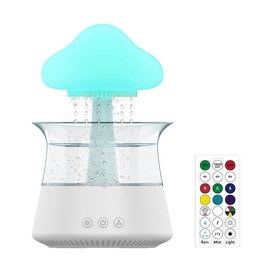 Rain Cloud Humidifier Water Drip, Raining Cloud Diffuser, Rain drop Night Light Rain Water Drip Mushroom Humidifier Waterfall Lamp, Cloud Mushroom Lamp Spread Pixie Dust (White)