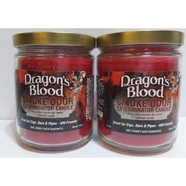 Smoke Odor Exterminator 13oz Jar Candle, Dragons Blood Two Pack.