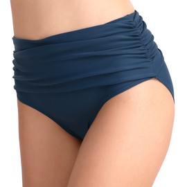 Joweechy Womens High Waisted Bikini Bottoms Vintage Ruched Tummy Control Swim Shorts Swimming Briefs Swimwear XL/Blue