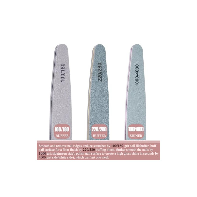 6 limas de uñas para uñas naturales, pizarras de esmeril