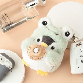 AIXUAN Unisex Idea Cute Cosplay Costume Change Clothes Donut Penguin Pendant Keychain Keychain Present Pendant Handbag Purse Rucksack Car Key Decoration, frog