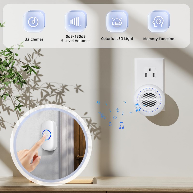 Wireless Doorbell • PHYSEN • Doorbell Chime Kits with 1