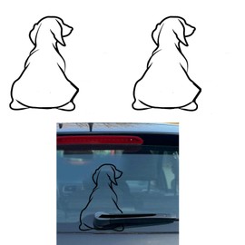 2Pcs White Funny Dog Moving Tail Decal Dog Windshield Wiper Sticker Cute Animal Puppy Car Sticker Waterproof Rear Window Wiper Decal Decoration, Bumper Stickers, Decals and Magnets, Window Wiper